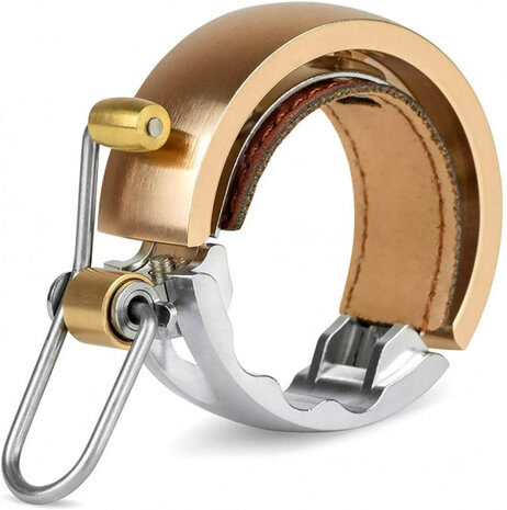 fietsbel Oi Luxe 1,5 cm aluminium/leer zilver/koper maat L
