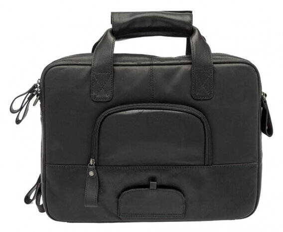 fietstas laptop Cali 40 x 31 cm 17 liter leer zwart