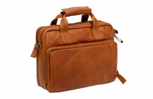 fietstas laptop Cali 40 x 31 cm 17 liter leer bruin