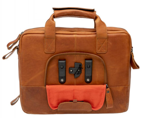fietstas laptop Cali 40 x 31 cm 17 liter leer bruin