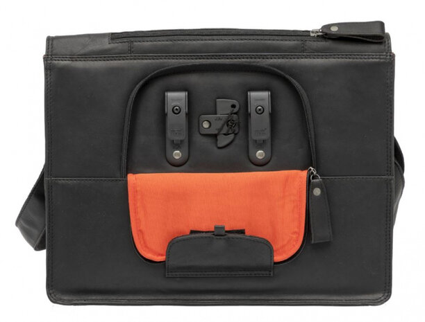 fietstas laptop Fellini 40 x 32 cm 18 L leer zwart