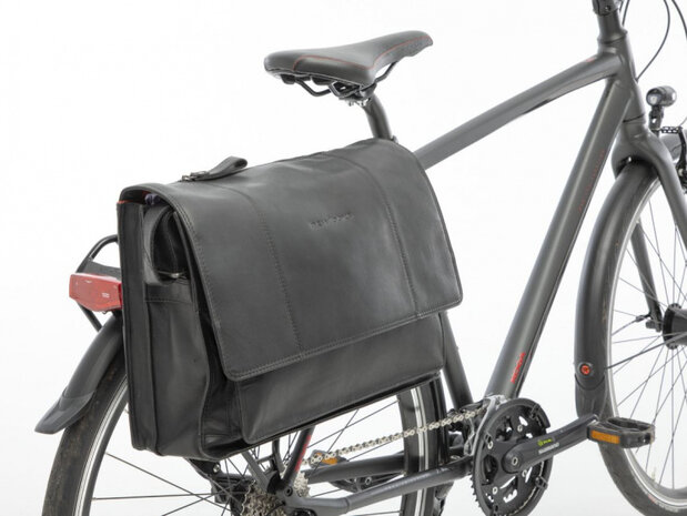 fietstas laptop Fellini 40 x 32 cm 18 L leer zwart