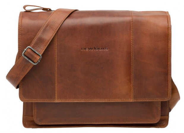 fietstas laptop Fellini 40 x 32 cm 18 liter leer bruin