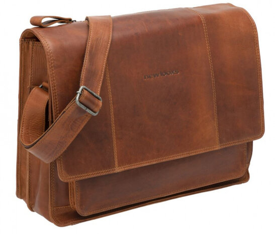 fietstas laptop Fellini 40 x 32 cm 18 liter leer bruin