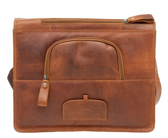 fietstas laptop Fellini 40 x 32 cm 18 liter leer bruin