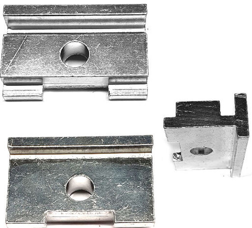 adapterplaat standaard aluminium smal/breed staal zilver