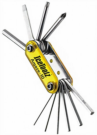 multitool Amaze 12x6x4 cm staal zilver/geel 10-delig