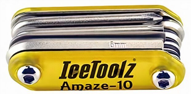 multitool Amaze 12x6x4 cm staal zilver/geel 10-delig