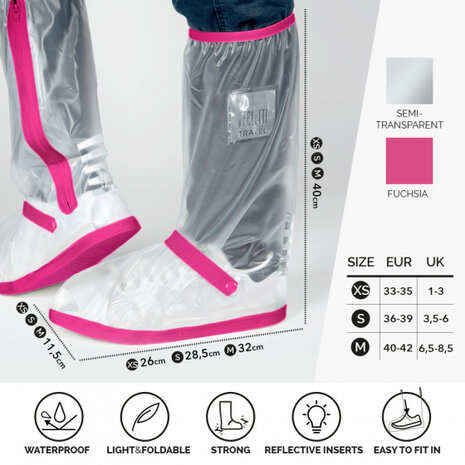 overschoenen Drip Drop polyester wit/roze maat S