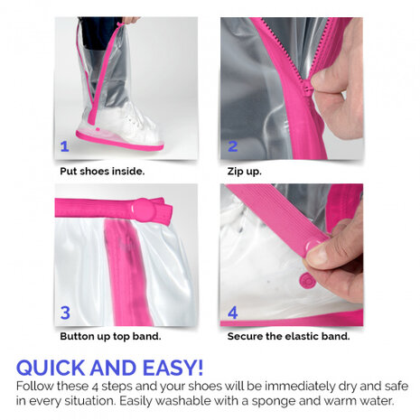 overschoenen Drip Drop polyester wit/roze maat S