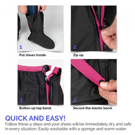 overschoenen Drip Drop polyester zwart/roze maat M