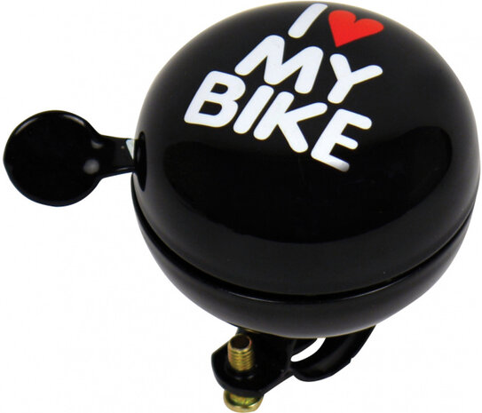 fietsbel dingdong I love My Bike 80 mm staal zwart