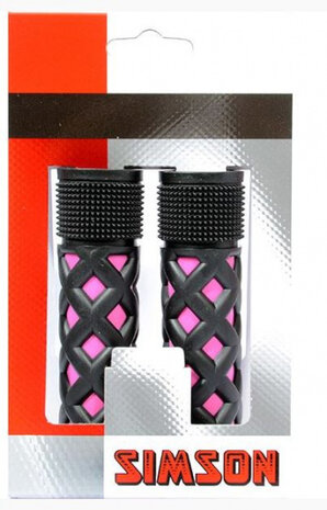 kinderhandvatten 115 x 20 mm rubber roze/zwart per set
