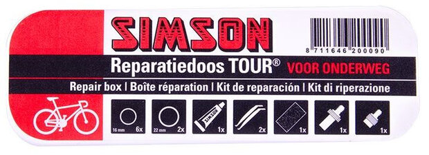 reparatiedoos Tour 11,5 cm aluminium rood/wit 15-delig