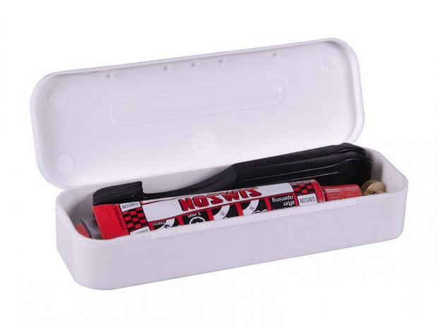 reparatiedoos Tour 11,5 cm aluminium rood/wit 15-delig