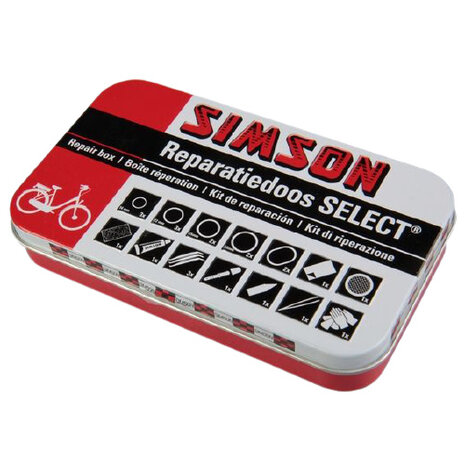 reparatiedoos Select 12,5 cm aluminium rood/wit 23-delig