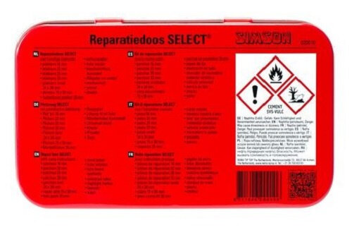 reparatiedoos Select 12,5 cm aluminium rood/wit 23-delig