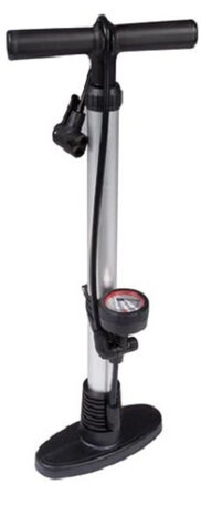 staande pomp met mamometer 58 cm aluminium zwart/grijs