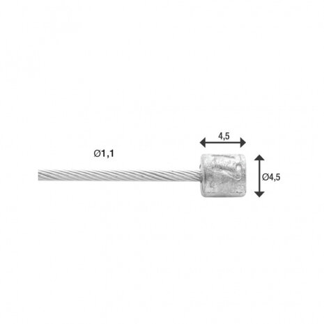 versnellingskabel binnen 1,1 x 4,5 mm staal zilver