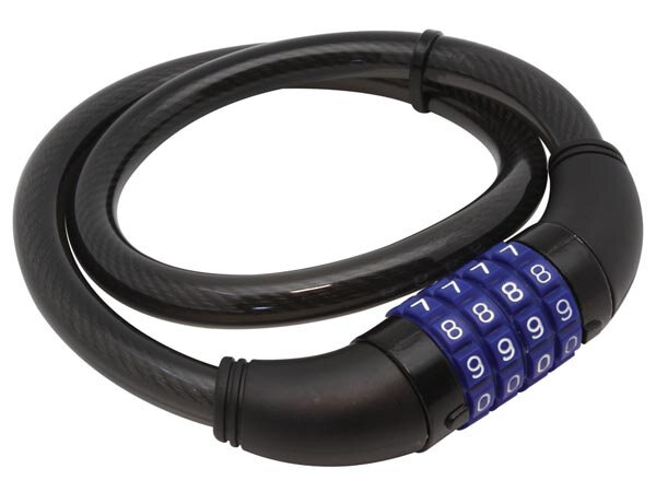 spiraalcijferslot 65 x 1,2 cm staal zwart/blauw