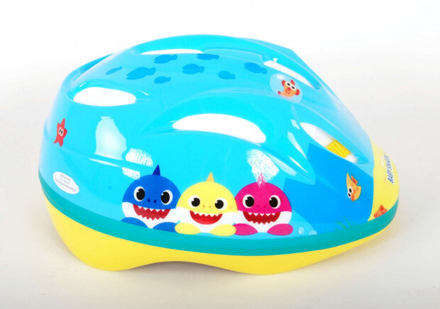 fietshelm Baby Shark piepschuim blauw/geel mt 51-55 cm
