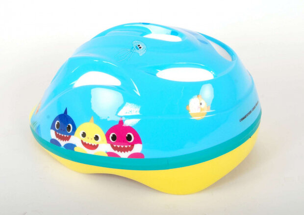 fietshelm Baby Shark piepschuim blauw/geel mt 51-55 cm