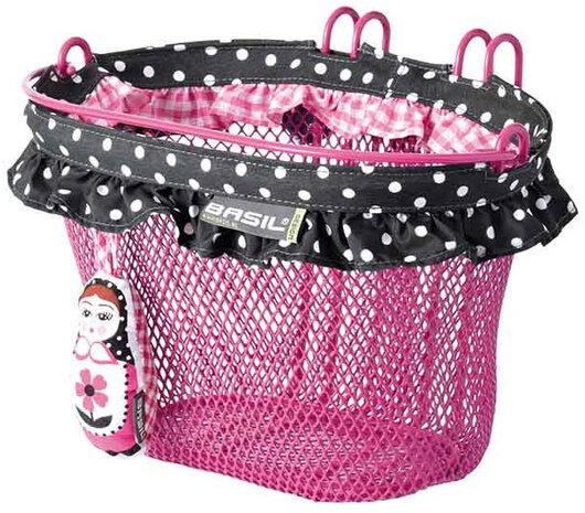 kinderfietsmand Jasmin meisjes 20 x 28 cm staal roze