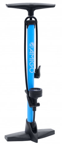 fietspomp M2 met drukmeter 62 cm 11 Bar staal blauw