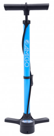 fietspomp M3 met drukmeter 64 cm staal 11 Bar blauw