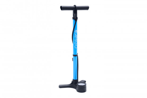 fietspomp M3 met drukmeter 64 cm staal 11 Bar blauw