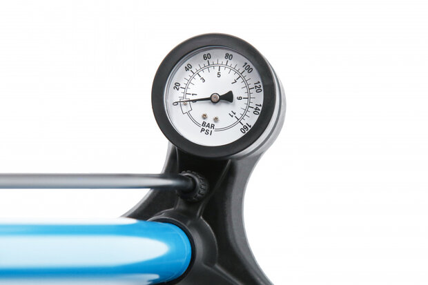 fietspomp M3 met drukmeter 64 cm staal 11 Bar blauw