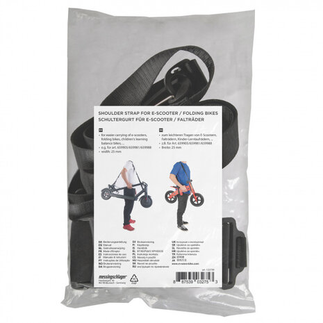 schouderband E-Scooter nylon zwart