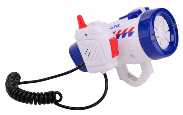 politiesirene met microfoon junior wit/rood/blauw
