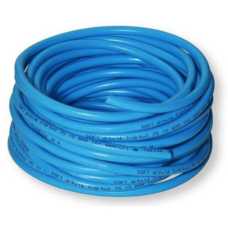 luchtslang Super Soft 15 Bar 9 mm 10 meter PVC blauw