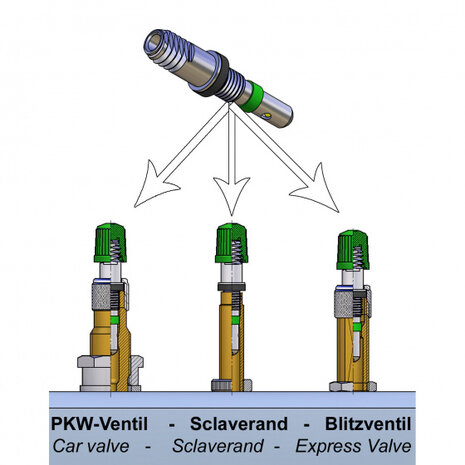 ventielen met stofkap AV/FV/DV zilver 10 stuks