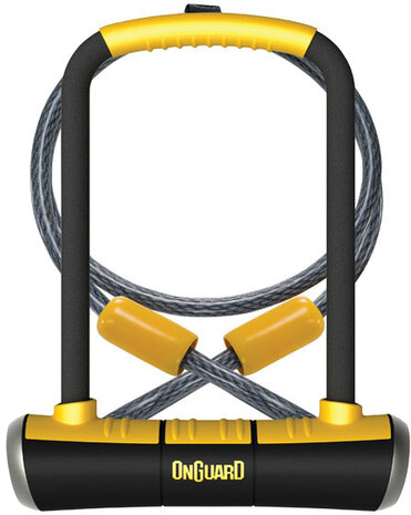 u-slot Pittbull DT met kabelslot 11,5 x 23 cm staal geel
