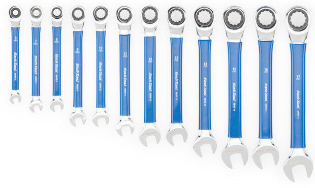 ratelsleutels 6-17 mm staal chroom/blauw 12-delig