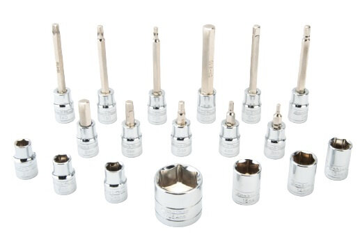 bitset SBS-1.2 staal 3/8 inch zilver 18-delig
