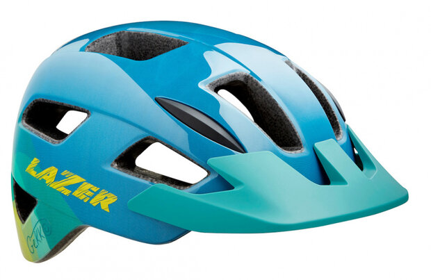 kinderhelm Gekko junior blauw/geel maat 50-56 cm