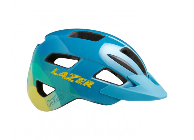 kinderhelm Gekko junior blauw/geel maat 50-56 cm