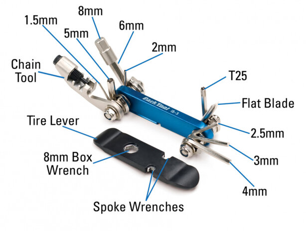 multitool IB-3 9 x 4 cm staal blauw 14-delig