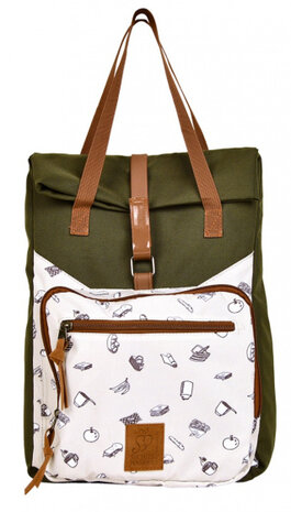 fietstas picknick 36 cm nylon groen/wit 16-delig