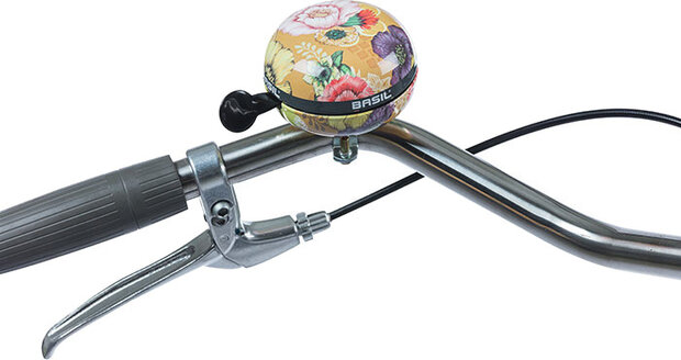 fietsbel Bloom Field dames 80 mm RVS geel/blauw