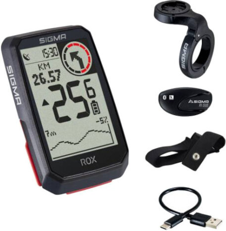 fietscomputer Rox 4.0 GPS 73,6 mm 550 mAh zwart 5-delig