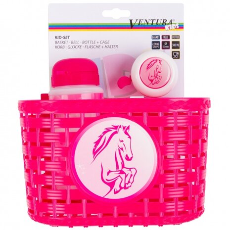 accessoiresset Paard meisjes roze/wit 4-delig