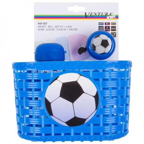 accessoiresset Voetbal jongens blauw/wit 4-delig
