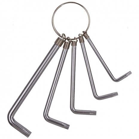 bitsleutels T10-T15-T20-T25-T30 verzinkt zilver