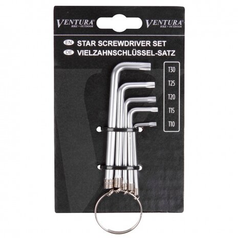 bitsleutels T10-T15-T20-T25-T30 verzinkt zilver
