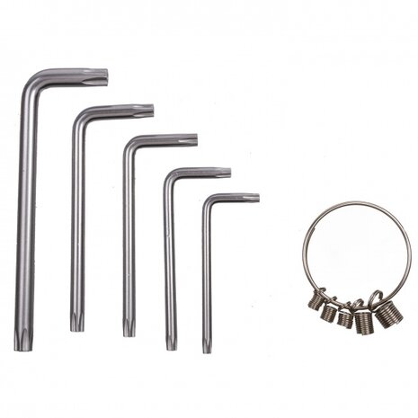 bitsleutels T10-T15-T20-T25-T30 verzinkt zilver
