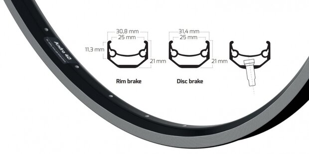 velg Andra 40 28 inch (622 x 25C) 32G zwart/zilver
